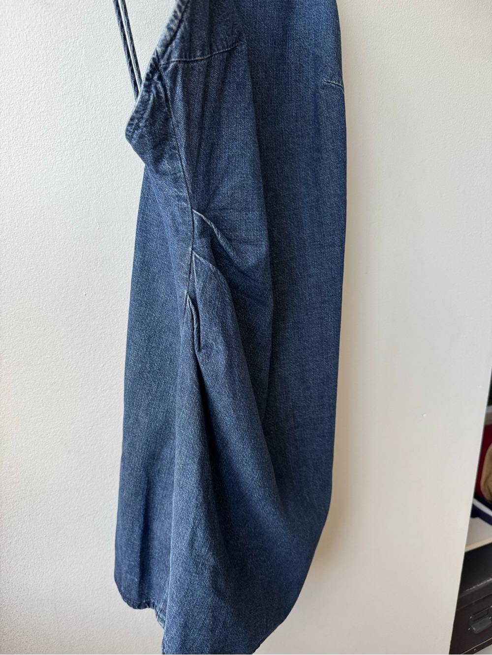 100% Cotton Denim Dress with Spaghetti Straps - Dark Blue - Picture 7 of 13